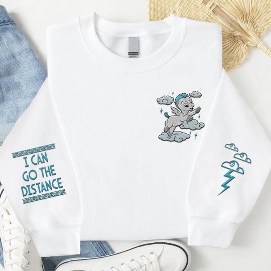 Embroidered Pegasus I Can Go The Distance Sweatshirt, Hercules Disney Embroidery Shirt, WDW Magic Kingdom, Disneyland Family Trip 2025