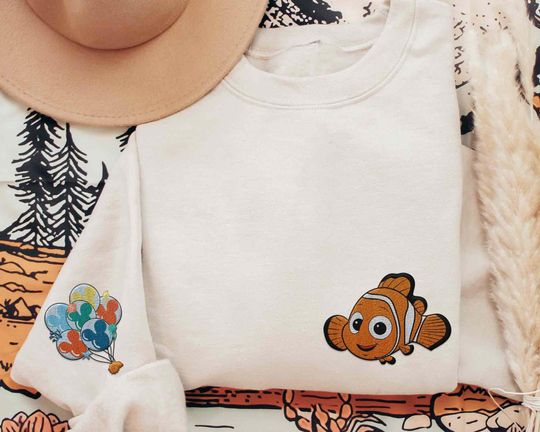 Embroidered Disney Finding Nemo Sweatshirt, The Little Mermaid Mickey Balloon Embroidery Shirt, Gift For Him Family Matching Trip 2025