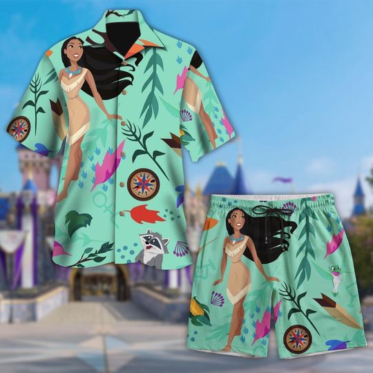 Pocahontas Hawaii Shirt, Pocahontas Princess Button Up Shirt, Pocahontas Movie Hawaiian Shirt Gift, Princess 3D All Over Print Shirt