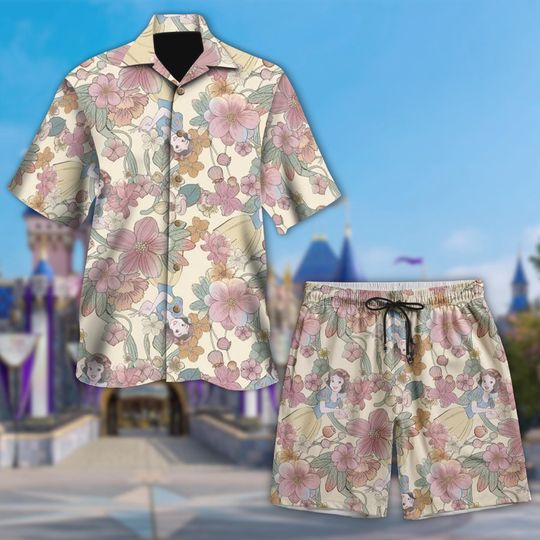 Snow White With Flower Hawaii Shirt, Snow White Button Up Shirt, Princess Movie Hawaiian Shirt Gift, Snow White 3D All Over Print Shirt