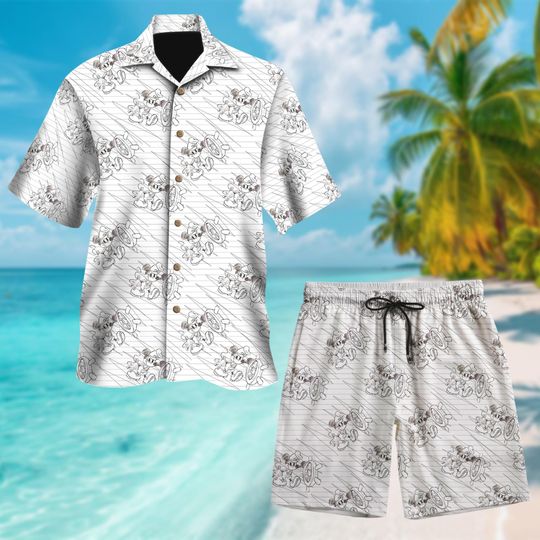 Mickey Mouse Sailor Hawaiian Shirt, Mickey Mouse Cruise Sketch Of Steamboat Shirt, Mickey Mouse Button Up, Magic Kingdom Hawaii