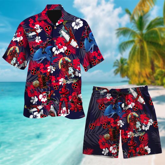Deadpool Floral 3D All Over Printed Hawaiian Shirt, Deadpool Superhero Button Up, Hero Tropical Hawaii Shirt, Deadpool Summer Trip