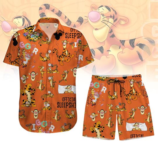 Tigger Button Shirt, Winnie The Pooh Hawaiian Shirt, Disney Trip Shirt, Magic Kingdom Tee, Hawaiian Short, Summer Shirt, Gift For Fan