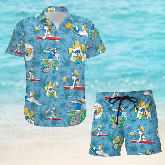 Donald Button Shirt And Short, Disney Button Up Shirt, Family Summer Vacation Shirt, Disney Duck Hawaiian Shirt, Magic Kingdom Gift
