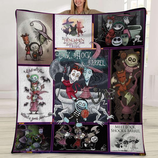 Lock Shock and Barrel Blanket, The Nightmare Before Christmas Blanket, Disneyland Halloween Blanket, Jack and Sally Blanket