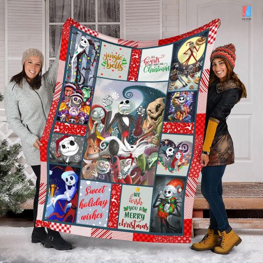 The Nightmare Before Christmas Blanket, ack Skellington Blanket, Jack and Sally Blanket, Oogie Boogie Blanket, Christmas Blanket Gift