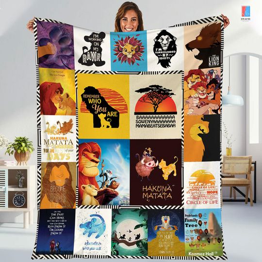 Disneyland Lion King Blanket, Lion King SInba Blanket, King Lion Birthday Gift For Kids, Lion Cartoon Bedding, Hakuna Matata Blanket