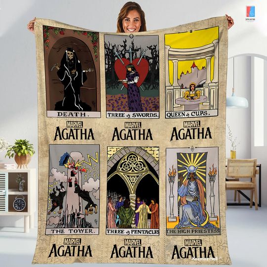 Agatha All Along Tarot Card Blanket, Agatha Harkness Blanket, Green Witch Queer Blanket, Down The Road Blanket, Disneyland Avenger Blanket