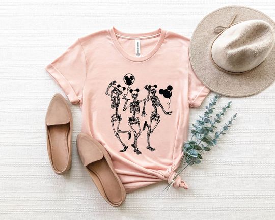 Disney Skeleton With Balloons Shirt, Dancing Skeleton Shirt