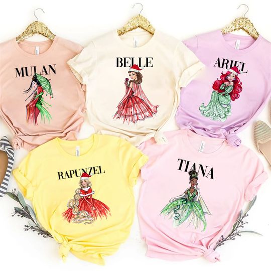Vogue disney princess Christmas shirt, Princess matching Shirt, Disney Belle shirt, Disney group matching