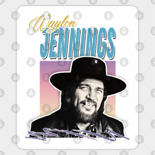 Waylon Jennings / 80s Styled Retro Design - Waylon Jennings - Sticker
