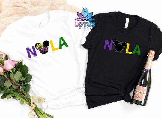 Disney Nola Couple Shirt, New Orleans Shirt, Mardi Gras Mickey Ears Shirt, Disney Couple Tee