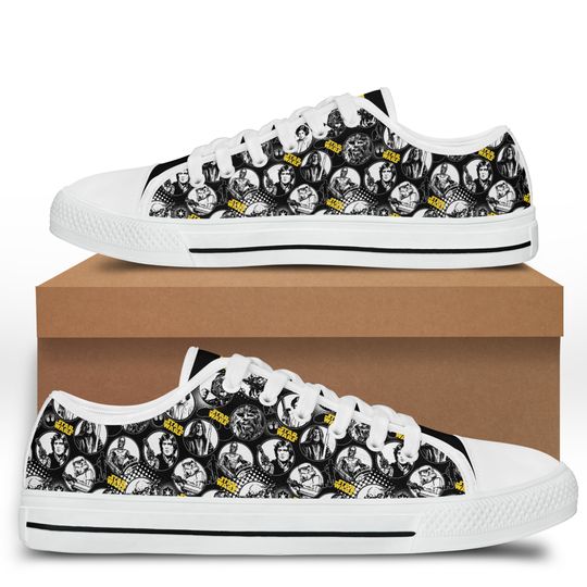 Star War Full Print Black White Disney Cartoon Low Top Sneakers