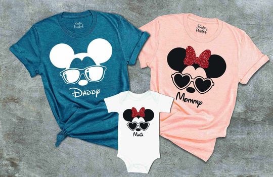 Minnie Mouse Glitter Bow Family Vacation Shirts, Disney Women Shirts