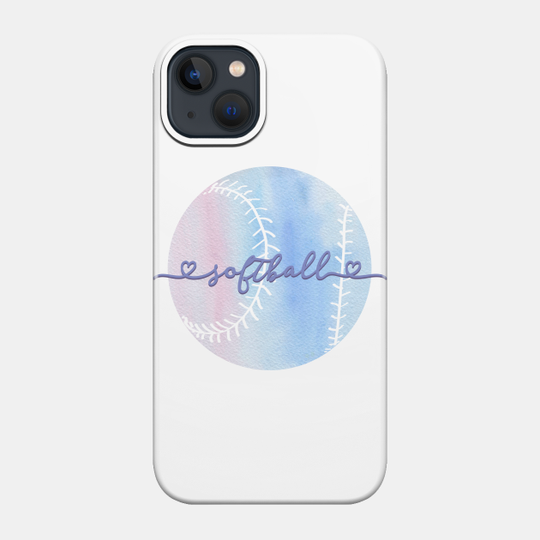 I Love Softball Pastel Purple Watercolor Aesthetic - Softball - Phone Case