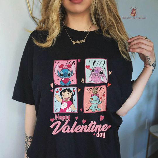 Stitch And Angel Shirt, Disney Valentines Day Shirt, Stich Valentine