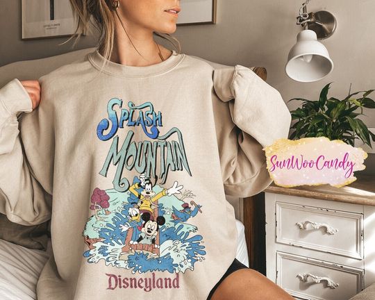 Retro Splash Mountain Sweatshirt, Mickey and Friends Shirt, Disneyland Water Ride Sweatshirt