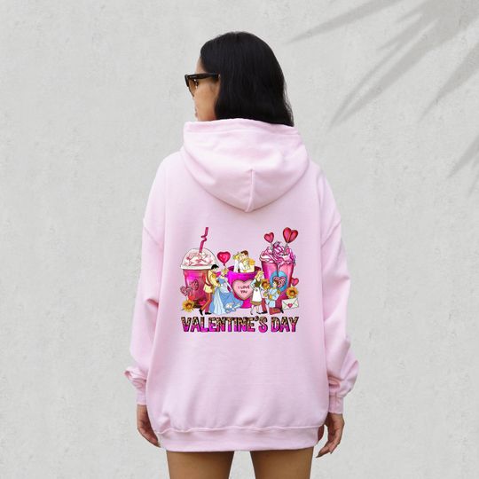 Disney Valentines Day Princess Coffee Couples Hoodie, Women Valentines Day Lovers Hoodie