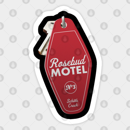 Schitt's Creek Rosebud Motel Key Tag, Retro design in red - Schitts Creek - Sticker