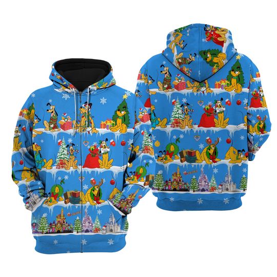 Pluto Dog Santa Xmas Hoodie | Disney 3D Hoodie