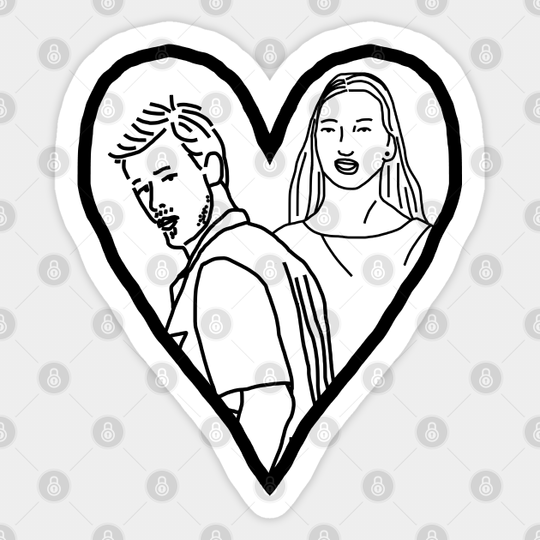 Valentine for Distracted Boyfriend Meme and Mystery Woman Outline - Distracted Boyfriend Meme - Sticker