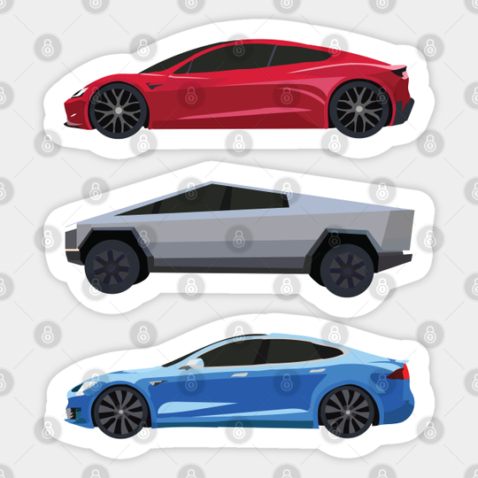 Minimalist Teslas 01 - Tesla - Sticker