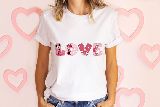 Minnie And Daisy Love Shirt, Disney Cute Valentine Shirt