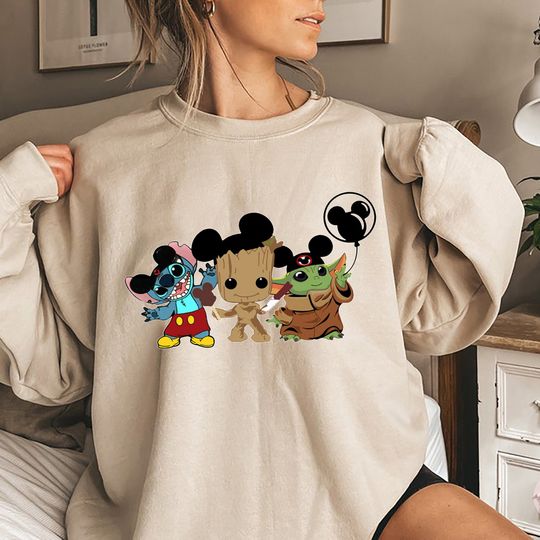 Discover Baby Yoda Sweatshirt, Stitch and Groot Sweatshirt, Disney Mickey  Ears