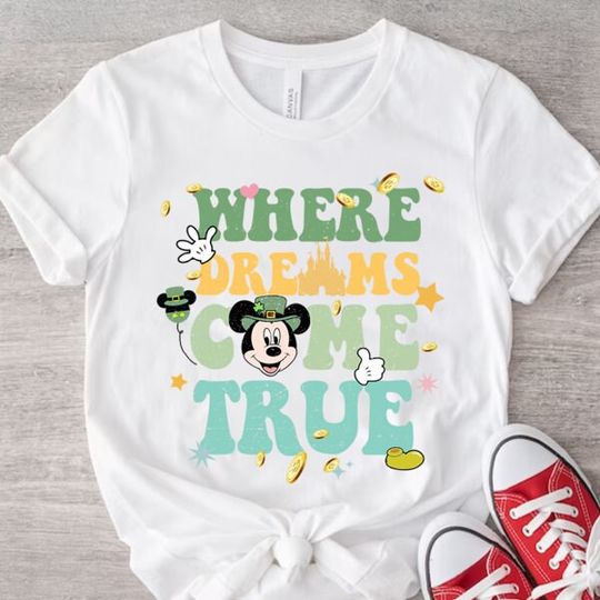 Vintage Disney Where Dreams Come True Shirt, Disney St Patricks Day Shirt