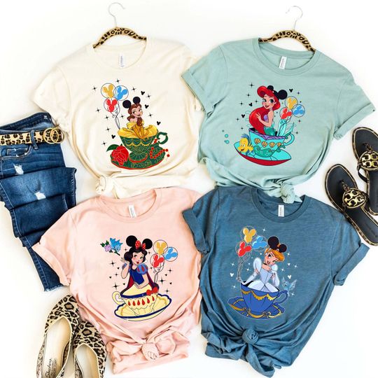 Disney Princess Shirt, Disney Teacup Shirt, Princess Balloon Shirt, Disney Balloon Shirt