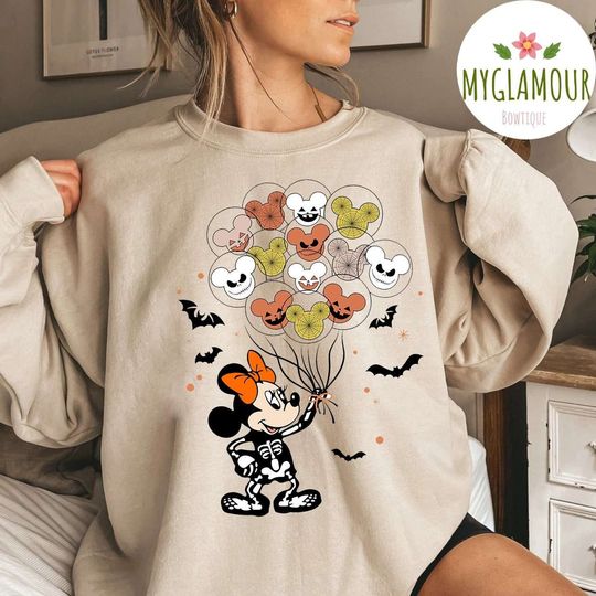 Vintage Disney Minnie Skeleton Custume Halloween Sweatshirt