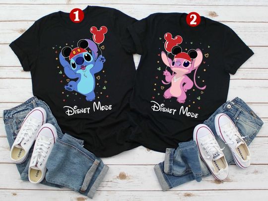 Stitch and Angel Matching Couple Shirts, Disney Mode Matching Shirts