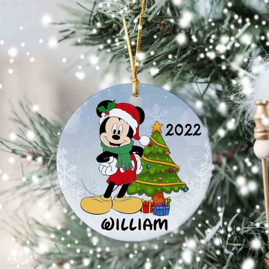 Personalized Mickey Christmas Ornament, Kids Disney Ornament