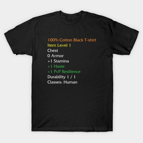 WoW Funny Shirt | Item stats description Black T-shirt meme - World Of Warcraft - T-Shirt