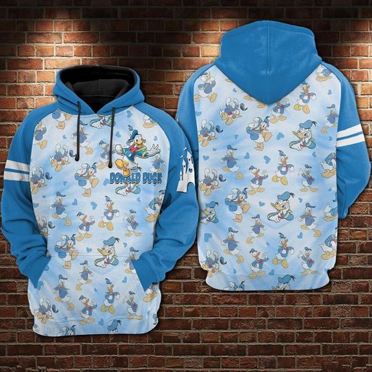 Donald Duck Pattern Raglan Disney 3D Hoodie