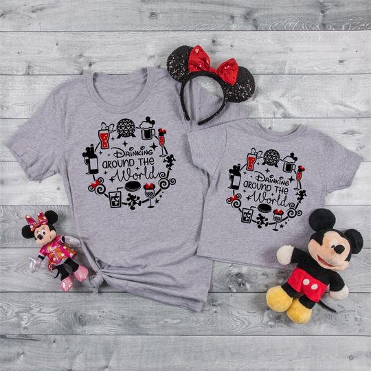 Disney Funny Shirts, Disney Tees, Epcot Drinking Around the World Shirt