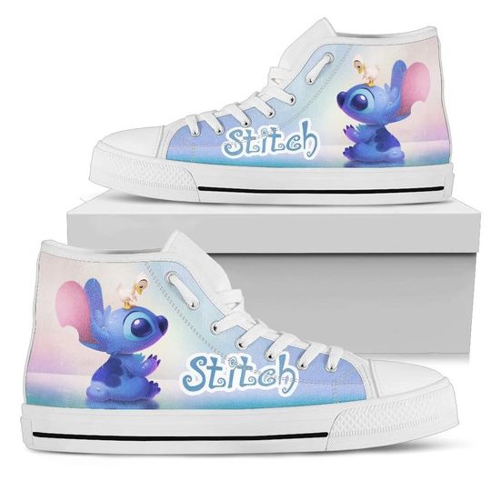 Stitch Disney High Top Sneakers, Lilo and Stitch Disney Movie Shoes