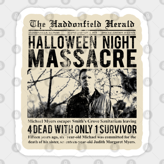 The Haddonfield Herald from HALLOWEEN - Michael Myers - Sticker