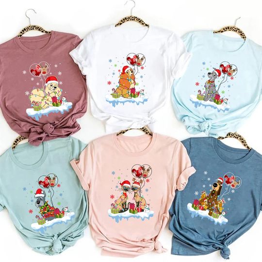 Lady and the Tramp Shirt, Lady Tramp Christmas Shirt, Disney Christmas Shirt, Disney Balloon Shirt