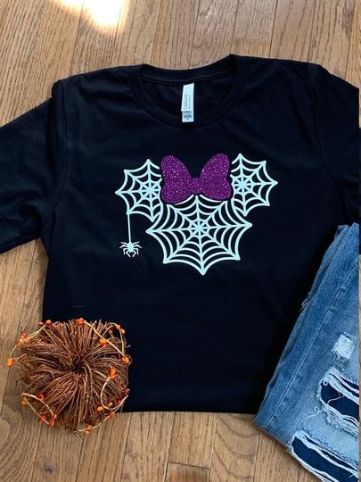 Minnie Glow in the Dark Spiderweb  S/S Unisex Shirt/ Disney Trip T-Shirts
