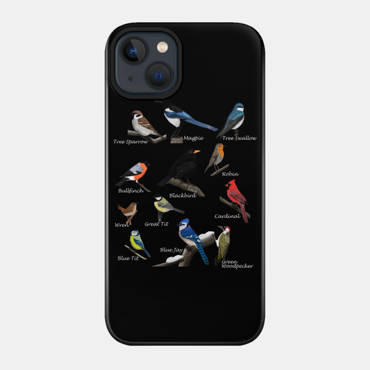Backyard Birds Sparrow Cardinal Jay Wren Illustration - Birds - Phone Case