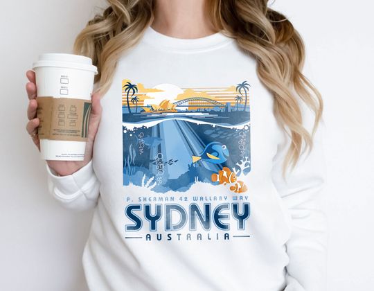 Disney Pixar Finding Nemo Sydney Australia Poster Sweatshirt, Disney Nemo Sweatshirt