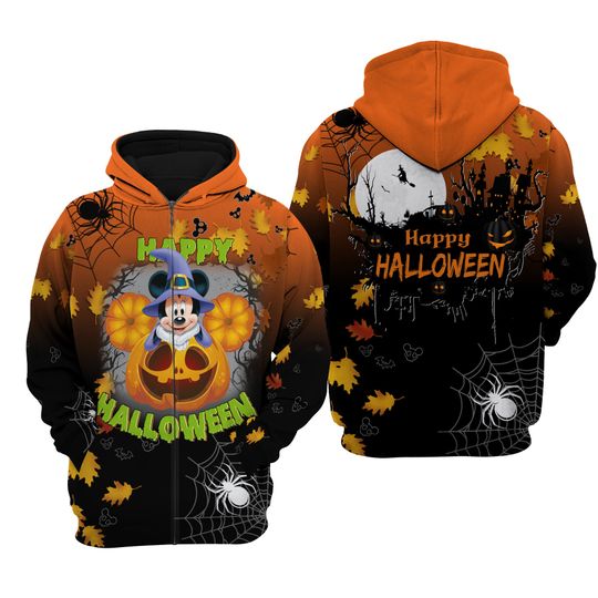 Minnie Mouse Witches Happy Halloween Disney 3D Zip Hoodie