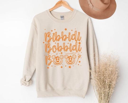 Bibbidi Bobbidi Boo Halloween Sweatshirt, Disney Halloween Shirt, Mickey Pumpkin Sweater, Disney Princess Halloween, Cinde Shirt