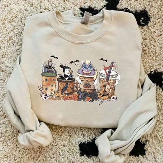 Evil Latte Coffee Sweatshirt, Disney Villains Latte Coffee Halloween Shirt, Pumpkin Spice T-Shirt
