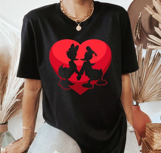 Discover Disney Donald and Daisy Duck Valentine's Day Heart T-Shirt