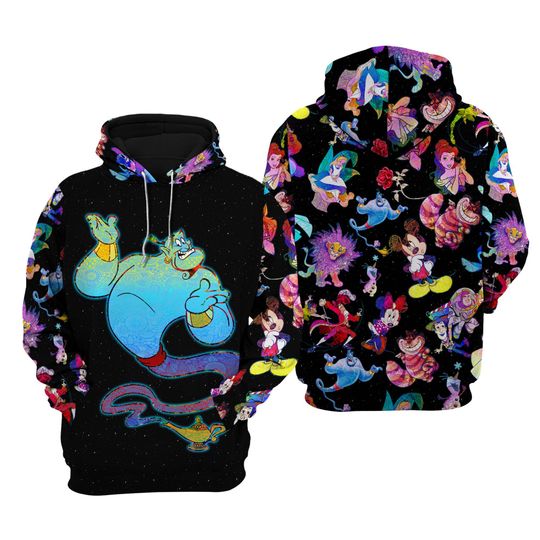 Genie Aladdin Galaxy Night Sky Patterns Hoodie | Disney 3D Hoodie