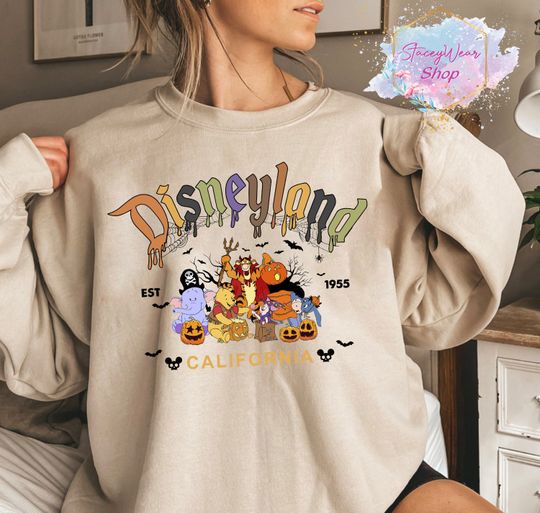 Vintage Disneyland Halloween Sweatshirt, Pooh Friends Hoodie Sweatshirt