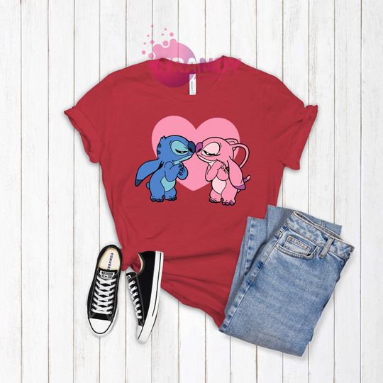 Stitch And Angel Shirt, Disney Valentines Day Shirt