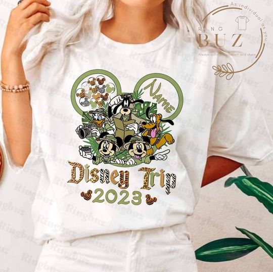 Personalized Leopard Disney Trip 2023 Shirt, Mickey And Friends Animal Kingdom Matching, Disney Family Safari Shirt